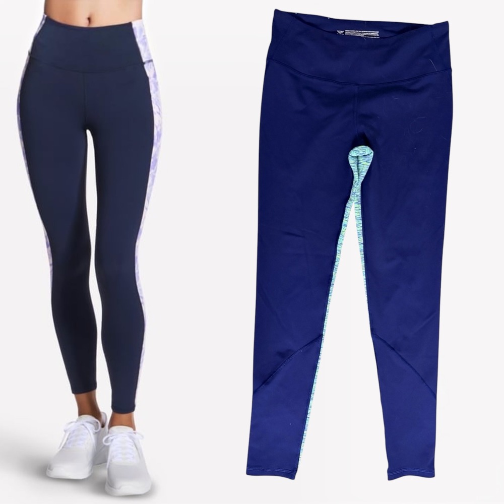 Victoria Secret VSX Knockout Tight Leggings Navy Space Dye Colorblock Medium